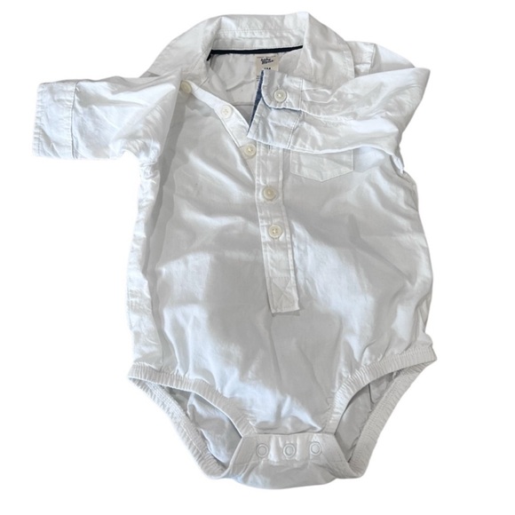 - White Baby Bodysuit Onesie with Collar - Picture 1 of 5